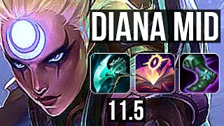 DIANA vs KARMA (MID) | 9/0/1, 2.4M mastery, Legendary, 500+ games | NA Diamond | v11.5