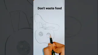 don't waste food / emoji drawing 🦶🍎🥺