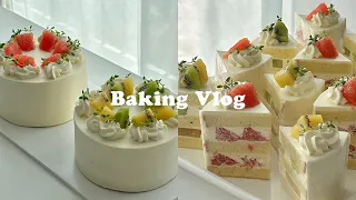 [Cake Baking Vlog] 빠르게 보는 두가지 과일 케이크 만들기🍰 / 자몽, 키위 케이크