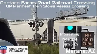 Pacing UP 6452 Manifest Train Northbound, Cortaro Farms Road Railroad Crossing, Marana, AZ