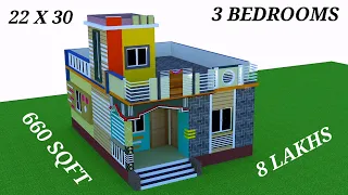 Middle class people house plan with 3 Bedrooms in 22x30!!3bedroom house plan!!22x30 house plan