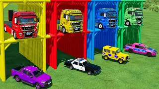 FORD RANGER, CHEVROLET CARS & RANGE ROVER, VW AMAROK POLICE TRANSPORTING WITH MAN TRUCKS - FS22