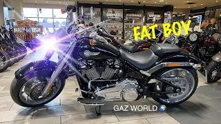 2022 HARLEY DAVIDSON FAT BOY CRUISER DETAILED CLOSE UP WALK AROUND REVIEW UK SPECIFICATION #GAZWORLD