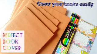 How to cover books perfectly | How to cover books with brown paper | Brown paper book covering