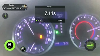 220HP Lexus IS250 Stage1+ 0-100,1/4m December +6/+8 Final Dragy GPS performance Test