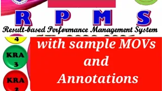 RPMS for Teacher I -III ,with sample MOVs and Annotations