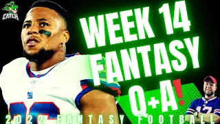 LIVE-Answering YOUR Fantasy Football Questions! Week 14 Fantasy Q+A!-2022 Fantasy Football