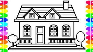 Villa drawing, Coloring for kids and Toddlers, Let's Draw and learn together.