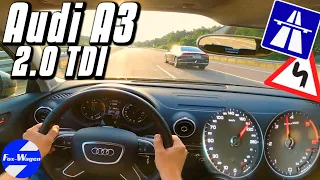 AUDI A3 (8V) 🚗💨 2.0l TDI (150 HP) ‼️ POV Test Drive | on GERMAN AUTOBAHN | NO LIMIT