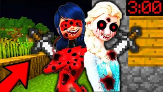 SUPER SCARY LADYBUG and ELSA in MINECRAFT in MONSTER SCHOOL NOOB vs PRO vs GOD vs HACKER ANIMATION