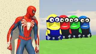 GTA 5 Epic Ragdolls | Spider-Man Hitting Colourful Minions & Hulk Jumps/Funny moments ep:02