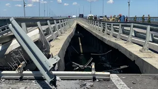 Кадры повреждений Крымского моста