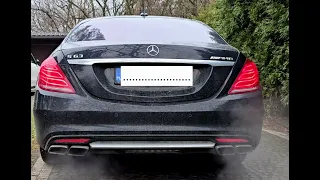 ❄️Cold start❄️ Custom 3" exhaust V8 sound XPipe Downpipe MERCEDES S63 AMG w222 m157 turbo small revs