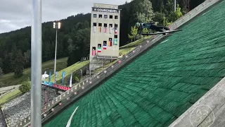 Ski Jumping progression from Kids to Juniors to World Cup Athletes summer sport event Courchevel