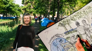 Reportage artist documents migrant tents along Dublin's Grand Canal