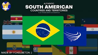 Authentic South American Countries and Territories Flag Transformation Animation (2K)