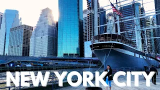 Walking Tour NYC 🗽| East River Walk from Wall Street | The Seaport | Piers 11 & 15 & 17【4K】