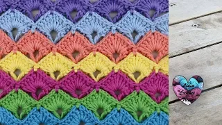 Point éventails en relief colorés Crochet