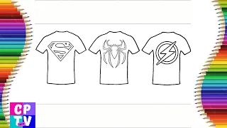 Superman, Spiderman, Flash, The Avengers, Batman/ T-Shirt Coloring Pages, How to Color Superheroes