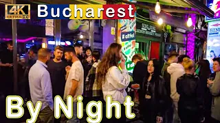 Nighlife of Romania's capital is a must see - 4K Walking with sights and sounds.