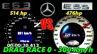 Supercar Symphony: Mercedes E63 AMG W211 (514 HP) vs Mercedes E55 W211 (476 HP)E-Commerce Drag Race