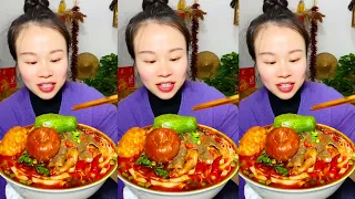 ASMR Eating Spicy Food Chinese: Eat Spicy Noodles Soups And Eggs #food #asmr #mukbang