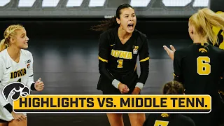 Middle Tennessee at Iowa | Highlights | Big Ten Volleyball | Sep. 1, 2023