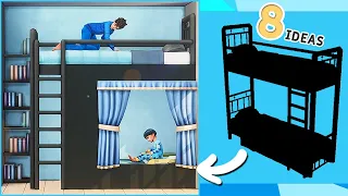 BASE GAME: 8 Bunk Beds | Functional Ideas | Tutorial | No CC or Mods | The Sims 4