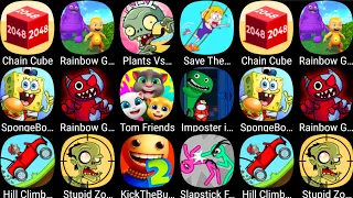 Plants vs Zombies 2,Save The Girl,Rainbow Grimace,Chain Cube,SpongeBob Krusty,Tom Friends,Hill Climb