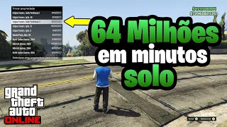 SAIU! 💲64 MILHÕES SOLO EM MINUTOS💲GLITCH DE DINHEIRO GTA 5 ONLINE GLITCH DE DINHEIRO MUITO FÁCIL 🤑✅️