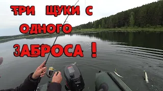 3 ЩУКИ С ОДНОГО ЗАБРОСА!!! Ловля щуки на спиннинг. Рыбалка на щуку осенью. Рыбалка осенью!