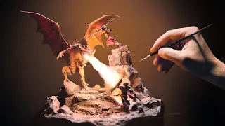 Dragon Hunting Power Couple Fantasy Diorama