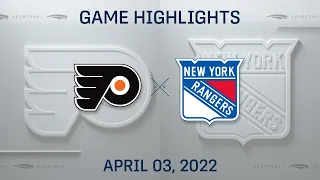 NHL Highlights | Flyers vs. Rangers - Apr 3, 2022