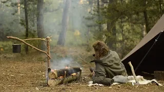 BUSHCRAFT TRIP - BELOW FREEZING, CANVAS TENT, SAMI FIRE, REINDEER SKIN, FINNISH AXE etc.