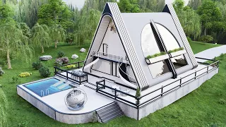 A Frame Cabin House Design - Luxury A-Frame Cabin w/ Perfect Interior Design