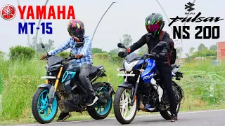 YAMAHA Mt-15 vs BAJAJ Pulsar Ns 200 || what a competition 😳😳