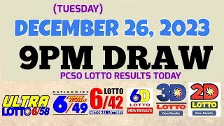 Lotto Result Today 9pm draw December 26, 2023 6/58 6/49 6/42 6D Swertres Ez2 PCSO