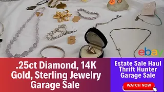 .25ct Diamond, 14K Gold, Sterling Jewelry Garage Sale & Estate Sale Finds Thrift Hunter #86