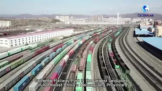 GLOBALink | Suifenhe Railway Port sees more China-Europe freight trains despite pandemic