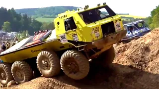 Europe 8x8 Tatra  truck trials;  tough terrain