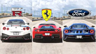 FH5 DRAG RACE - Nissan GT-R Nismo Vs Ferrari J50 Vs Ford GT