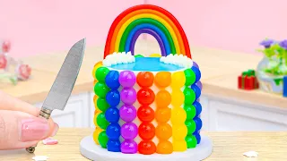 Mini Jelly Cake 🌈💙 Satisfying Miniature Fruit Jelly Cake Decorating | Best Of Rainbow Cake Ideas