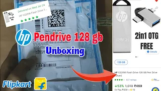 Hp v220w flash drive 128 GB pen drive unboxing | hp 128 gb pendrive with 2 in 1 otg free