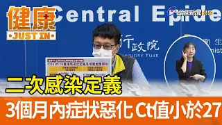 二次感染定義  三個月內症狀惡化 Ct值小於27【健康資訊】