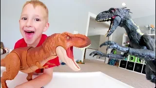 Father Son EPIC DINOSAUR BATTLE! / Don't Get Eaten!!!