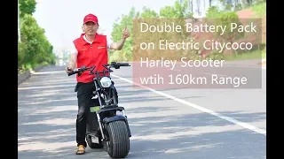 Double Battery Pack on Electric Citycoco Harley Scooter wtih 160km Range