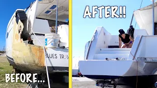 HOW WE TRANSFORMED OUR SALVAGE BOAT TRANSOM! - Episode 103