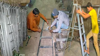 Manufacturing process of Safety Ladder  in factory  Mass Production Process of Ladder folding