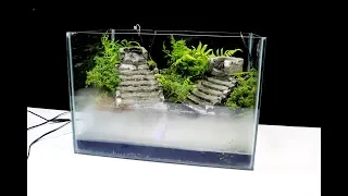 Making an Aquaterrarium with two waterfalls in fog -  aquarium at home