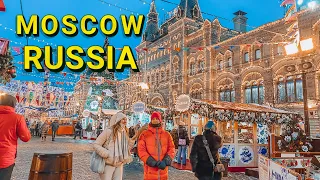 EVENING MOSCOW. CHRISTMAS FAIR ON RED SQUARE. Walk in Russia 4K🇷🇺 #russia #moscow4k